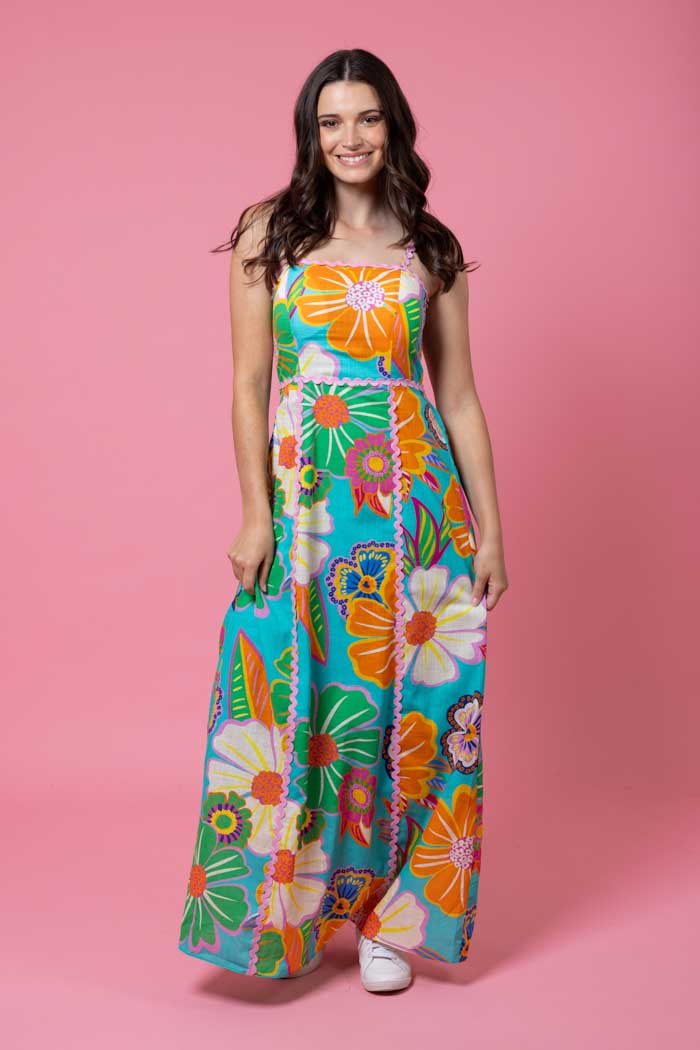Poppy Maxi Dress - Teal Floral