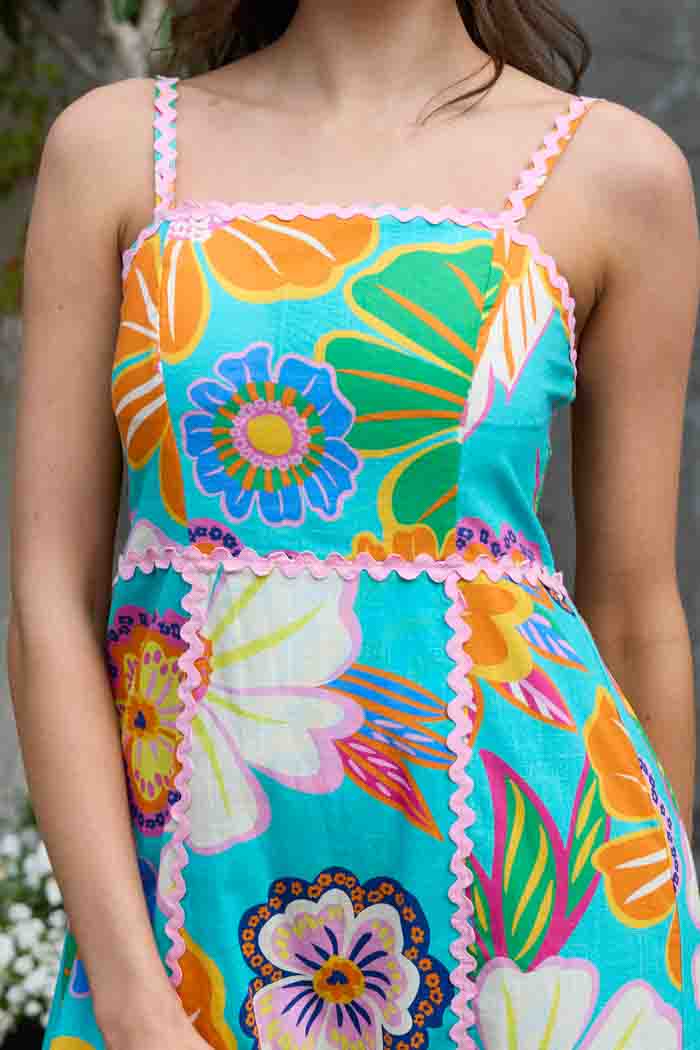 Poppy Maxi Dress - Teal Floral