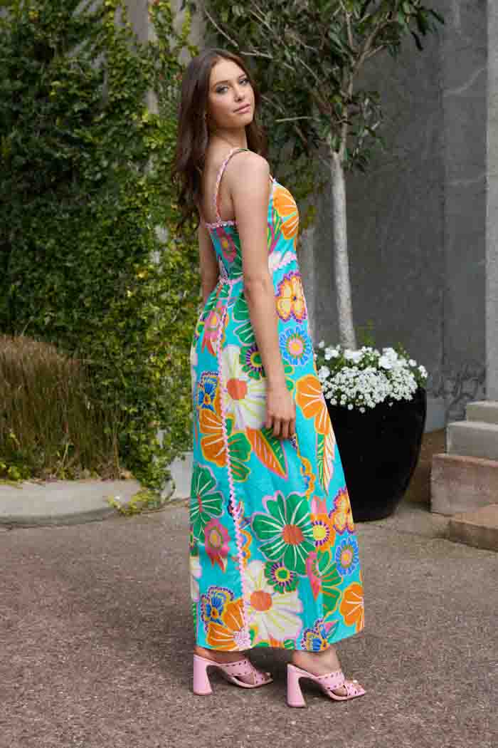 Poppy Maxi Dress - Teal Floral