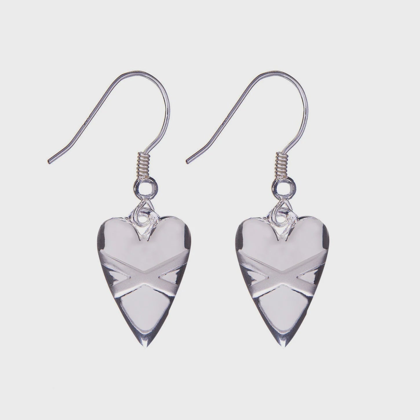 Cross My Heart Matt Silver Earrings.