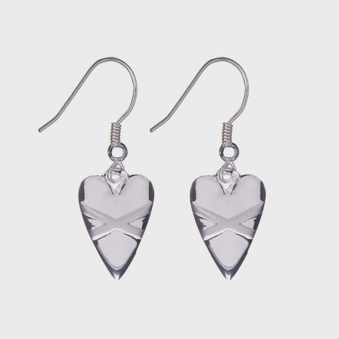 Cross My Heart Matt Silver Earrings.