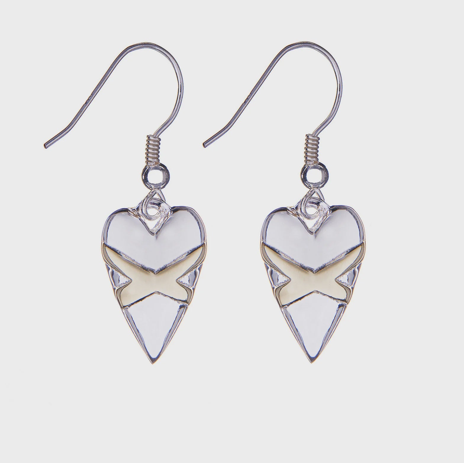 Cross My Heart Yellow Gold Earrings