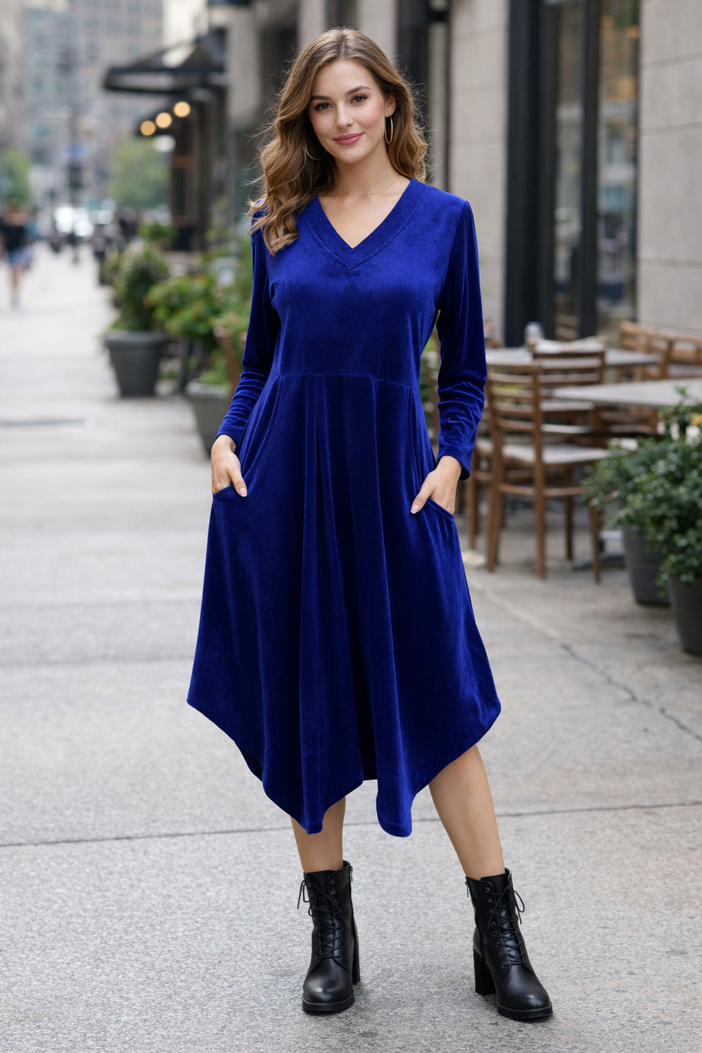Bittermoon Velvet Carly Dress - Royal Blue
