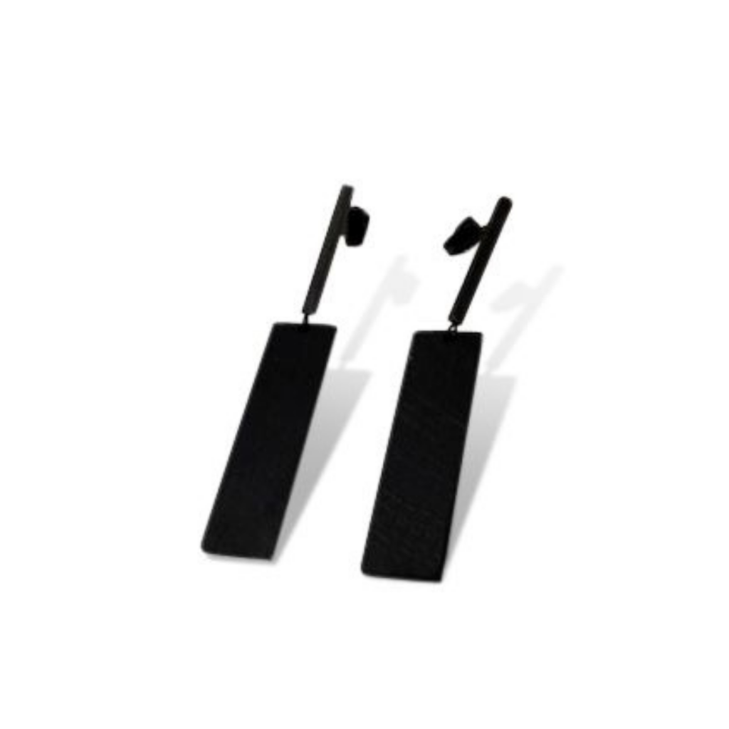 Carre Rectangle Stud Earrings Black
