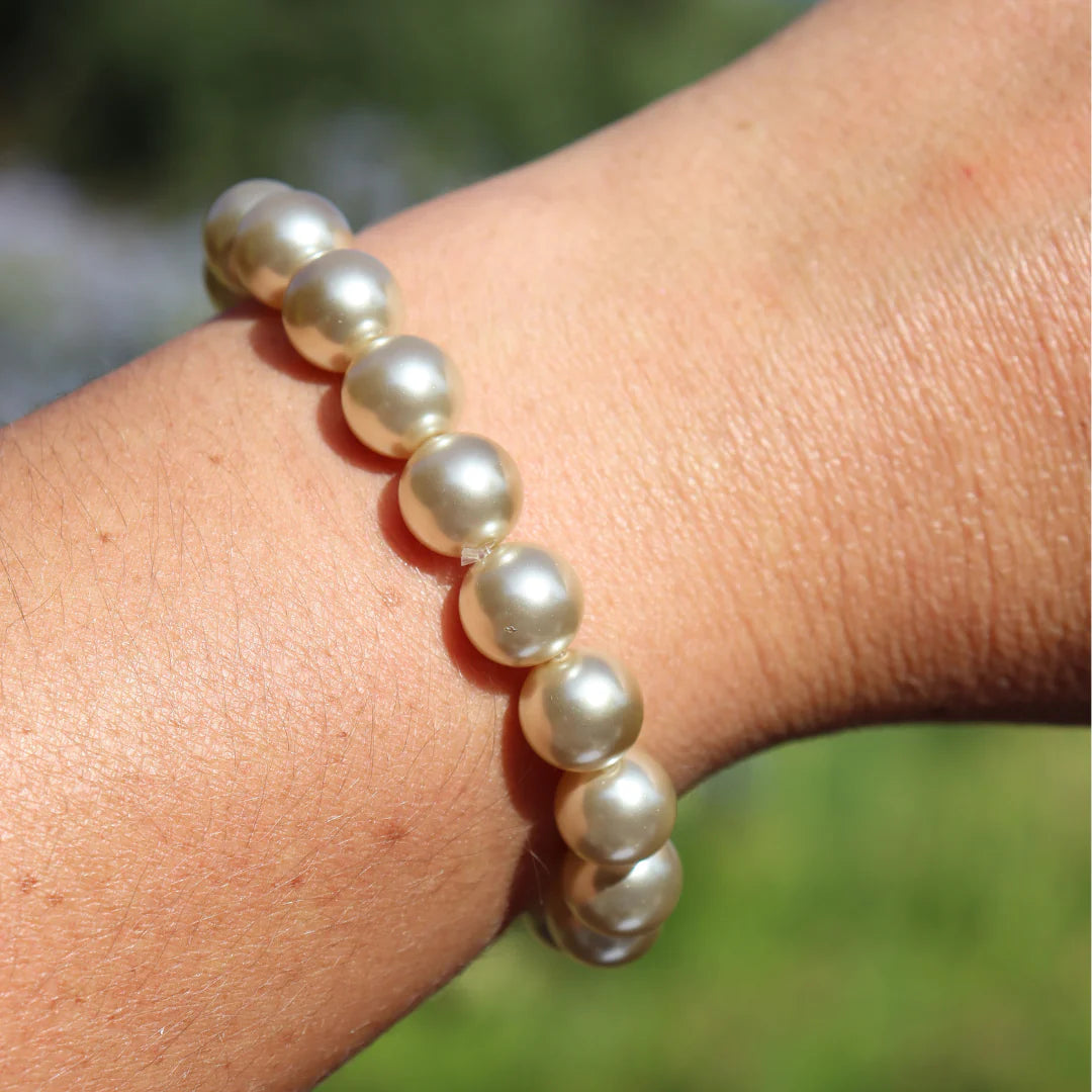 Perle -Champagne Pearl Stretchy Bracelet