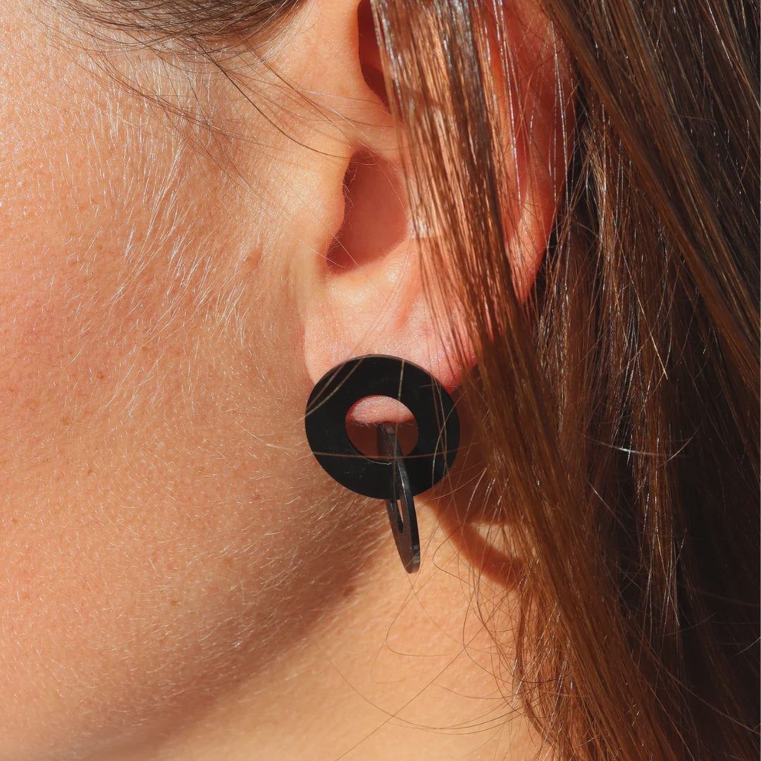 Circula Black Stud Earrings
