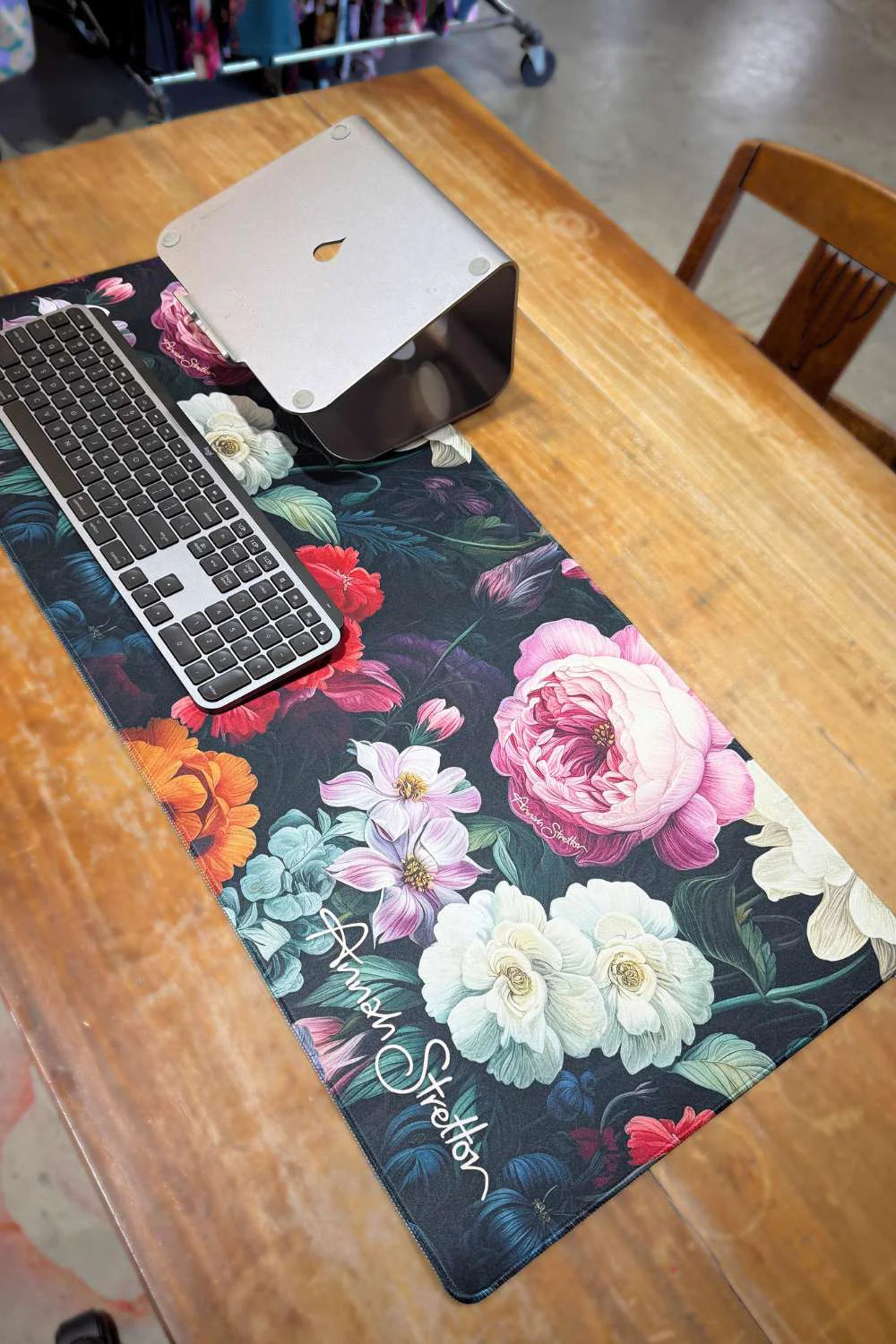 AS - Computer Desk Mat - Midnight Floral Waltz