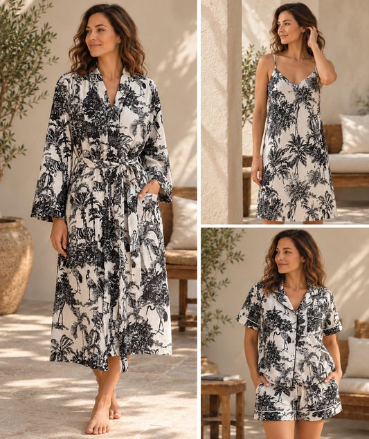 Canopy & Crane Robe - Black/White