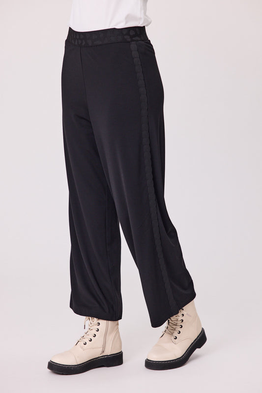 Donna Side Trim Palazzo Pant - Black