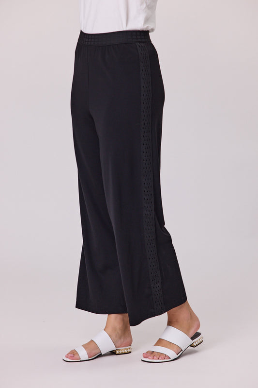 Donna Side Trim - 7/8 Palazzo Pant - Black