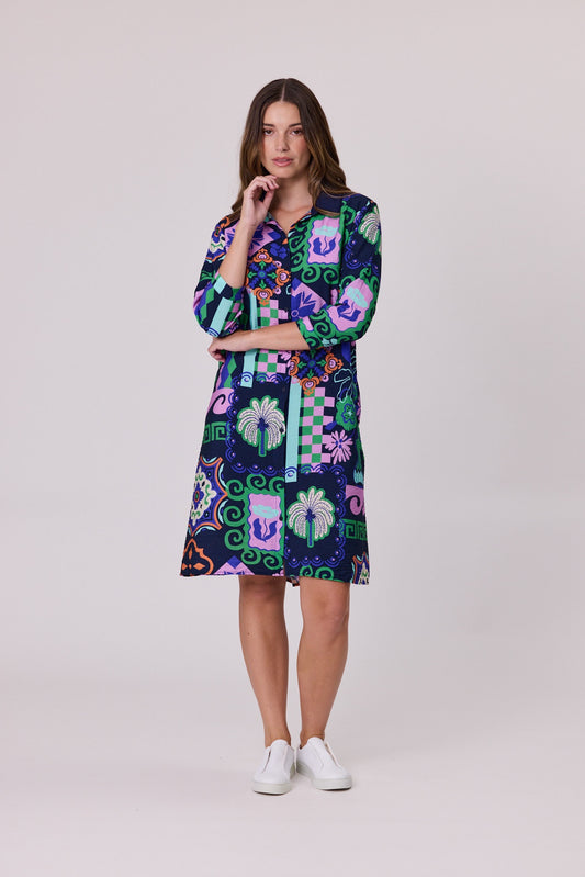 Muse Shirt Dress - Navy