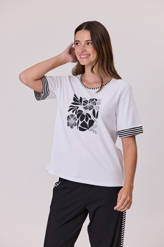 Stripe Trim T-shirt - White/Black