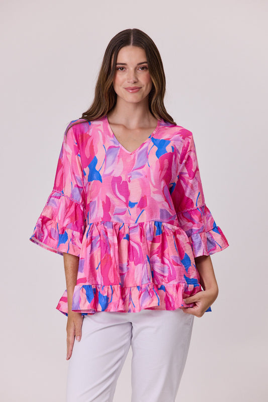 Ricrac Trim Top -Pink