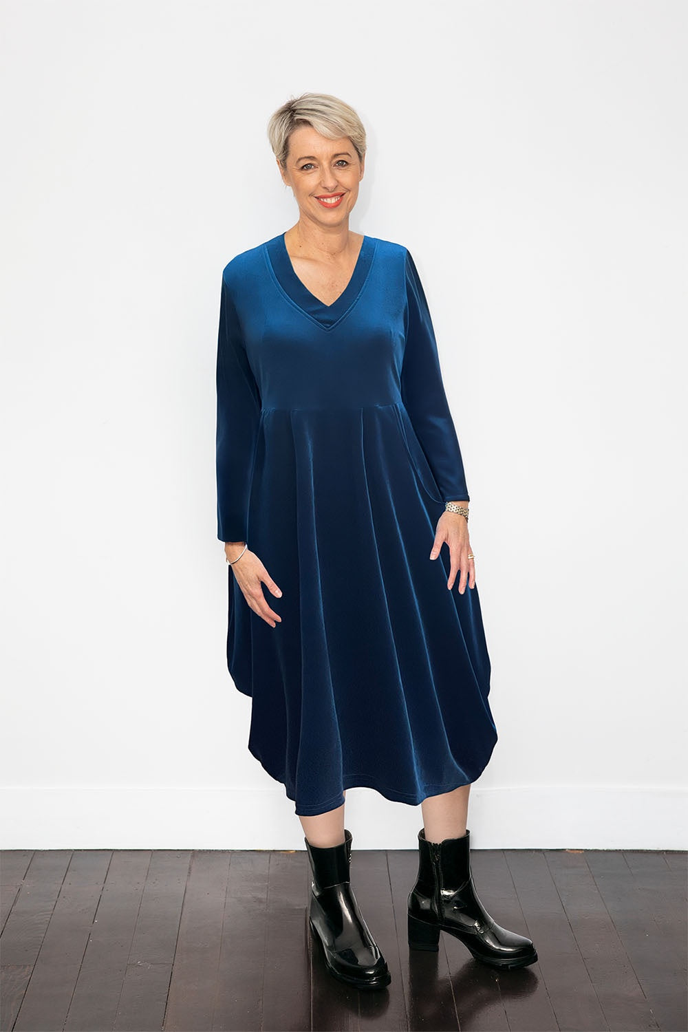 Velvet Carly Dress - Petrol