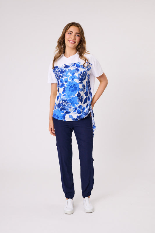 Hazel Print Front Top -White