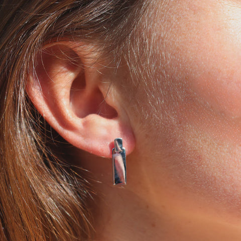Bijoux -Double Rectangle Silver Stud Earrings