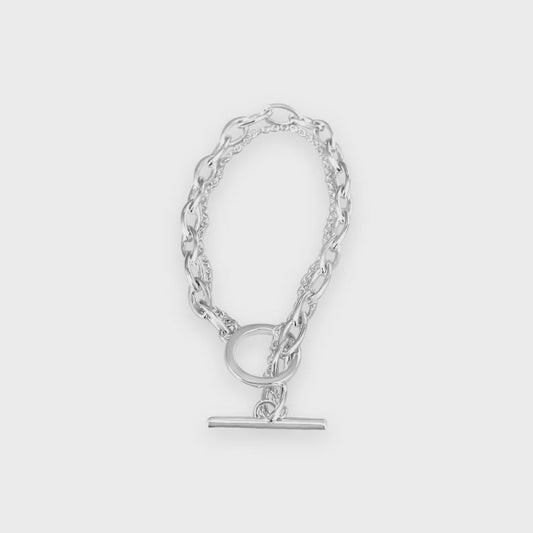 Demi Sterling Silver Double Chain Fob Bracelet