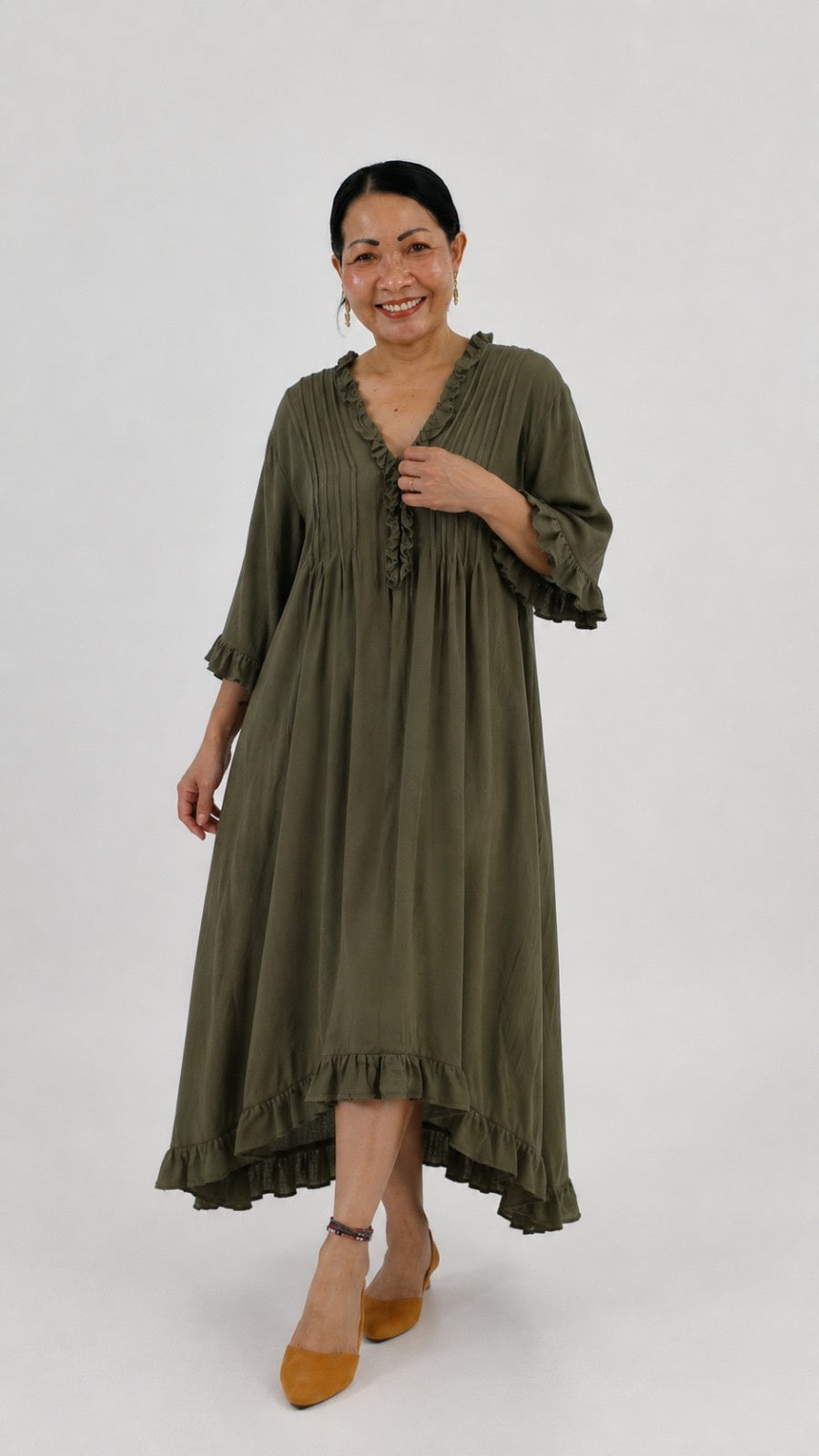 GIO - Divine Diva Frill Trim Dress - Maxi