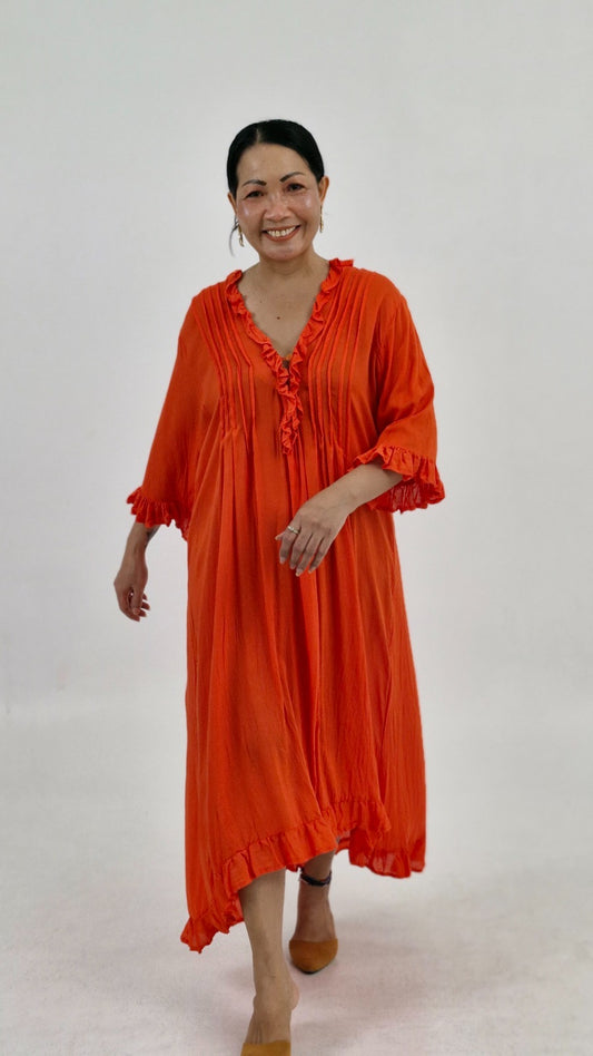 GIO - Divine Diva Frill Trim Dress - Maxi