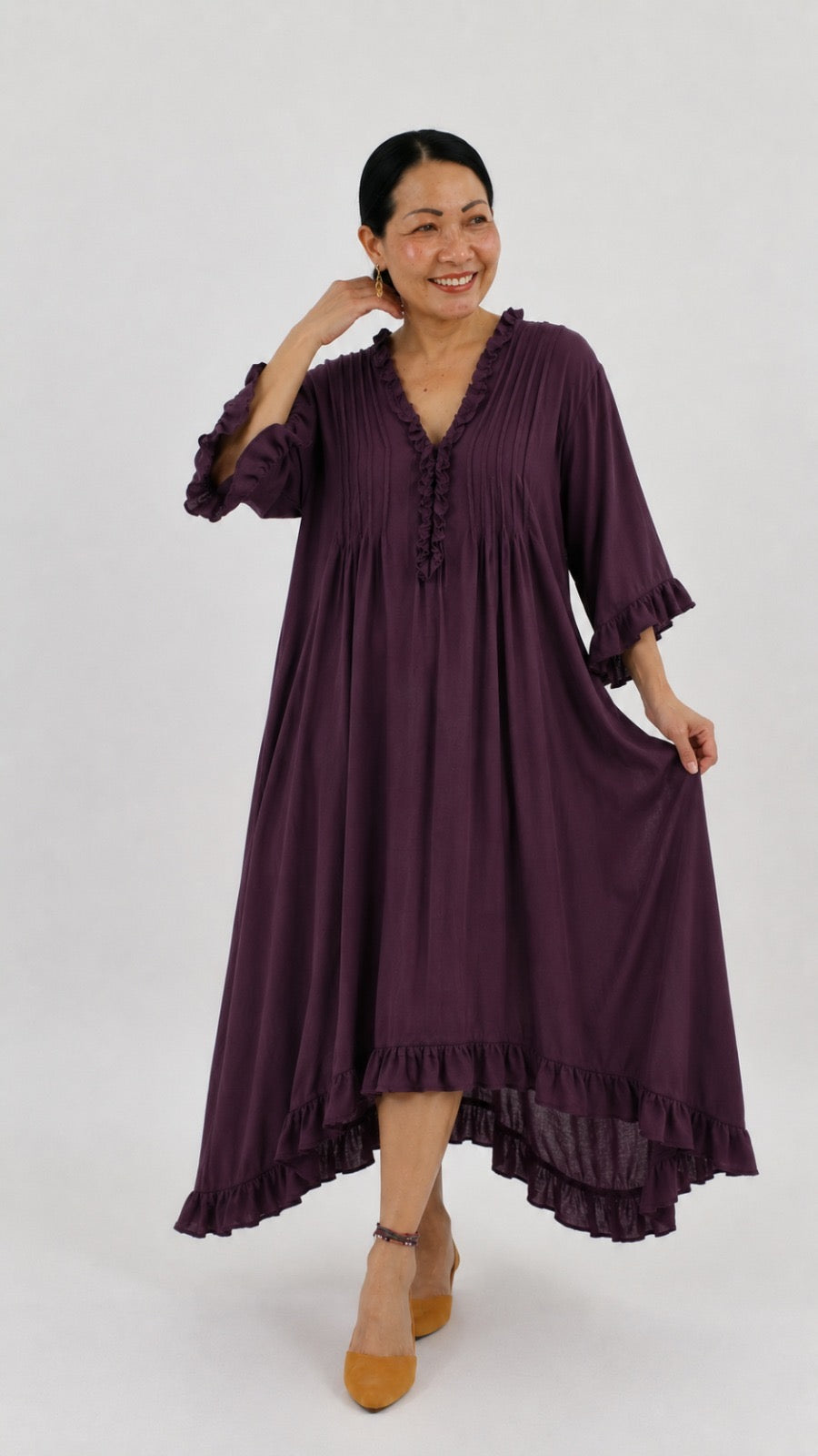 GIO - Divine Diva Frill Trim Dress - Maxi