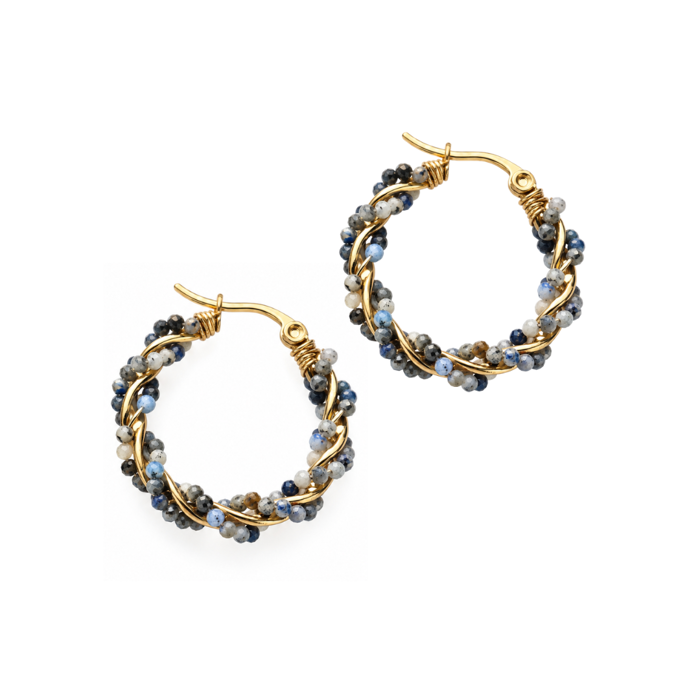 Steel Me -Dusky Blue Twist YG Hoop Earrings