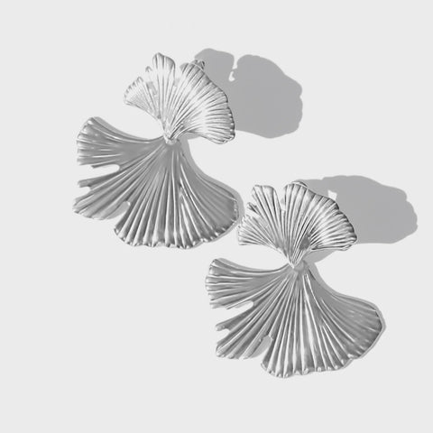 Steel Me-Silver Fan Club Stud Earrings