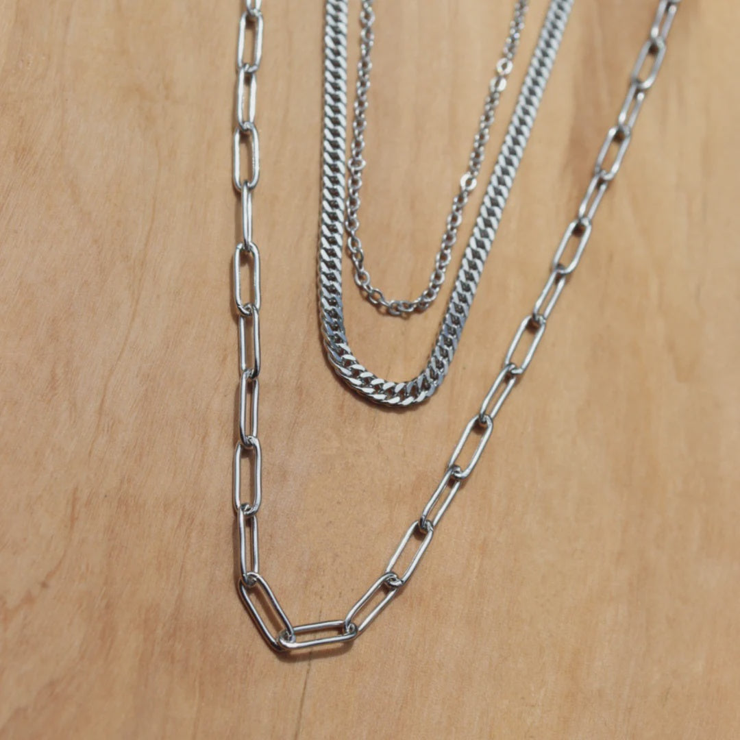Steel Me - Multi Chain Necklace - Silver