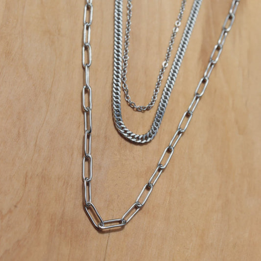 Steel Me - Multi Chain Necklace - Silver