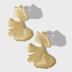 Steel Me- Yellow Gold Fan Club Stud Earrings