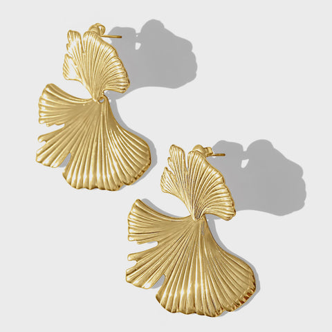 Steel Me- Yellow Gold Fan Club Stud Earrings