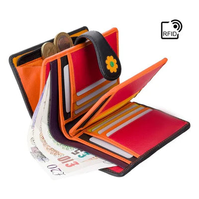 Women's Leather Cash & Coin Wallet - Flower