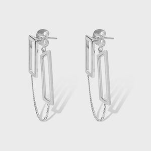 Forte - Dble Rectangle Chain Stud Earrings