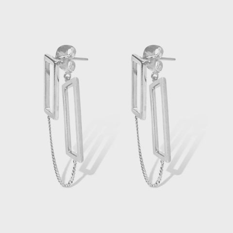 Forte - Dble Rectangle Chain Stud Earrings