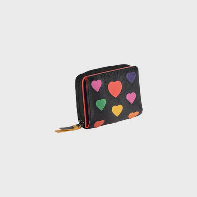 Heart- Leather Compact Zip Wallet