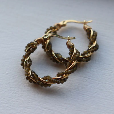 Steel Me Hunter Green Twist YG Earrings