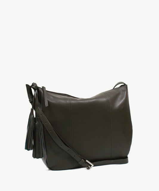 Jasmine Leather Cross Body Bag - Olive