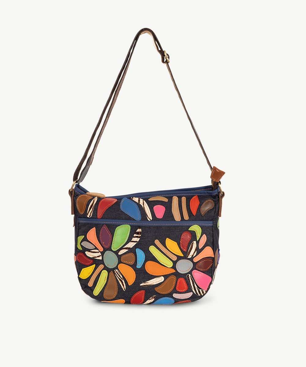 Botanica Denim/Leather Cross Body Bag Navy