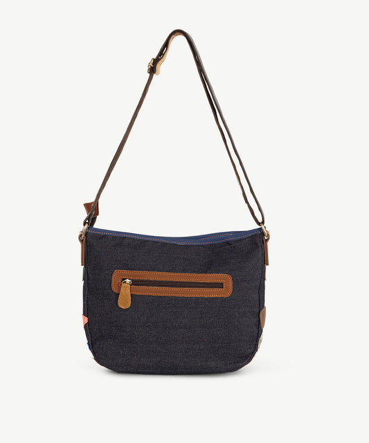 Botanica Denim/Leather Cross Body Bag Navy