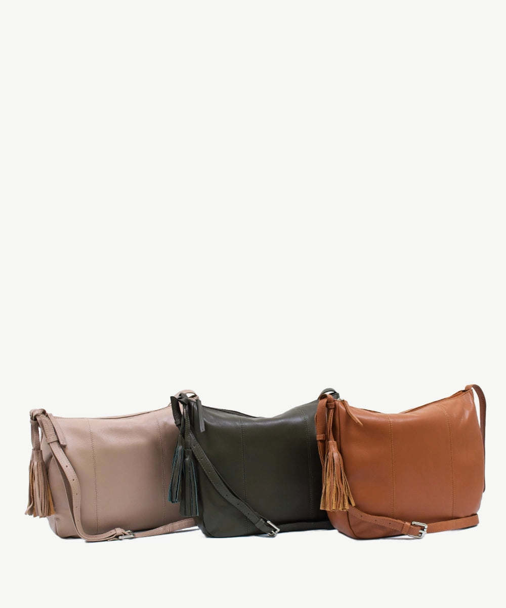 Jasmine Leather Cross Body Bag - Olive