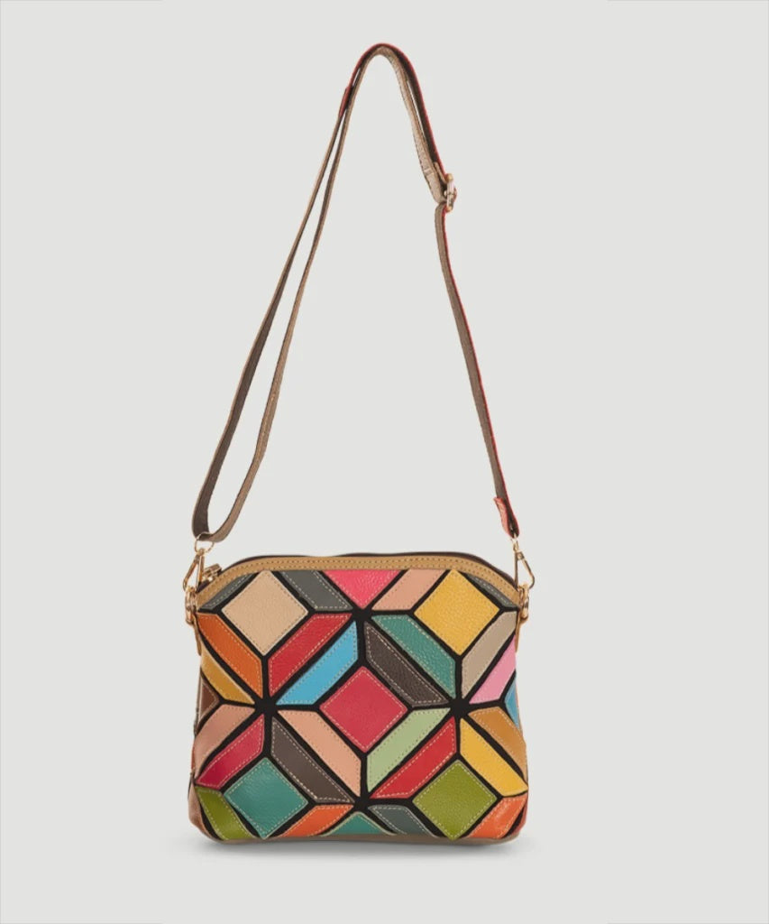 Geometric Leather Cross Body Bag