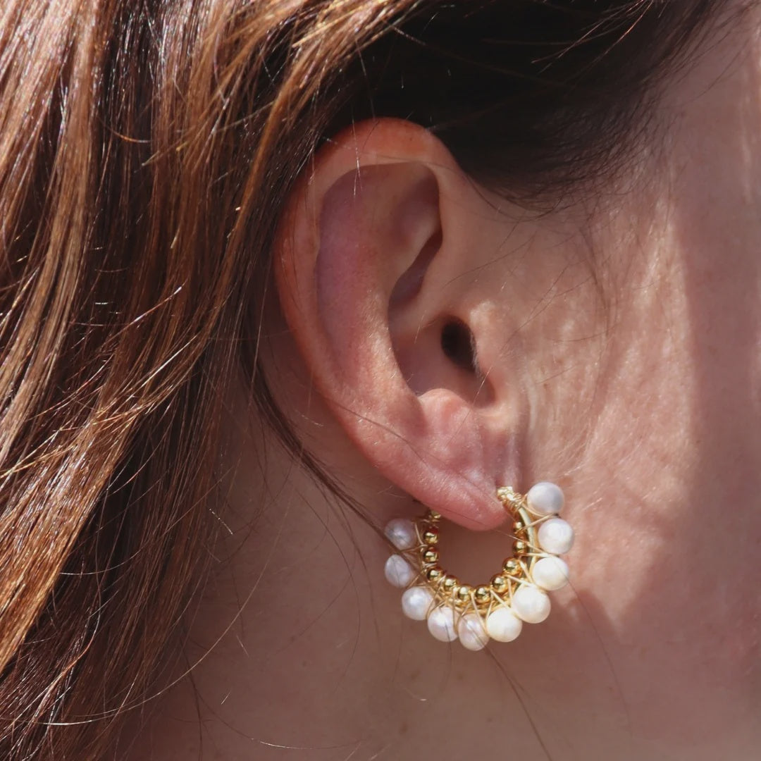 Steel Me Gold Libby Pearl Earrings
