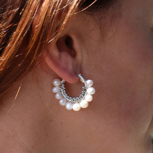 Steel Me - Silver Libby Pearl Earrings