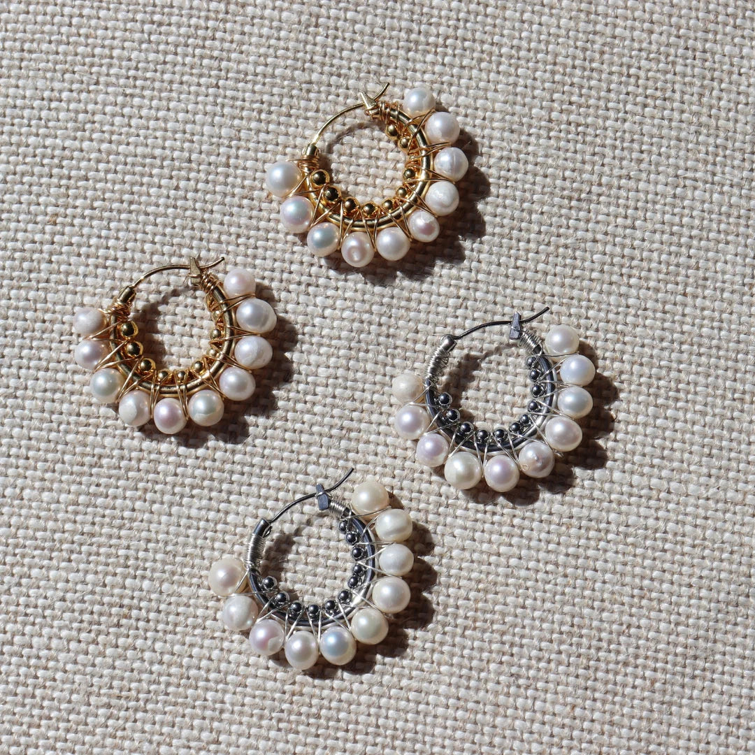 Steel Me Gold Libby Pearl Earrings