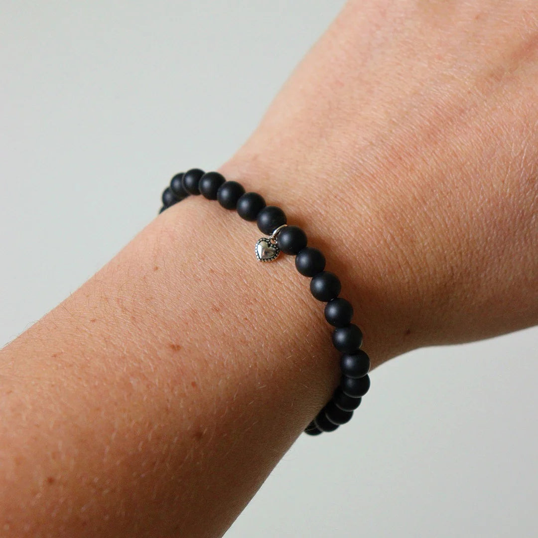 Black Onyx Bead Stretchy Bracelet