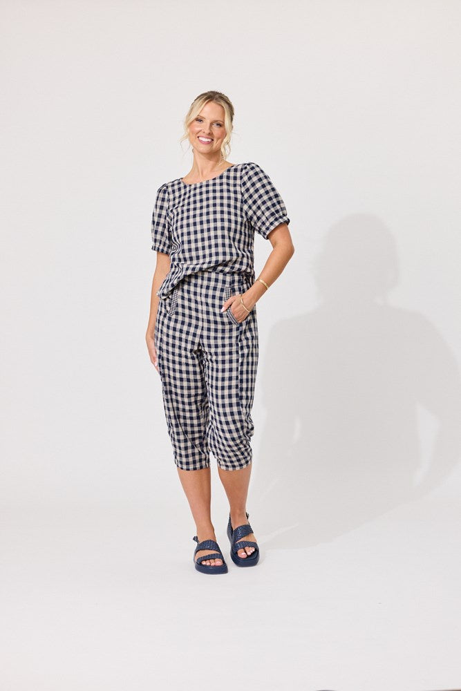 Lydia Top - Navy Gingham