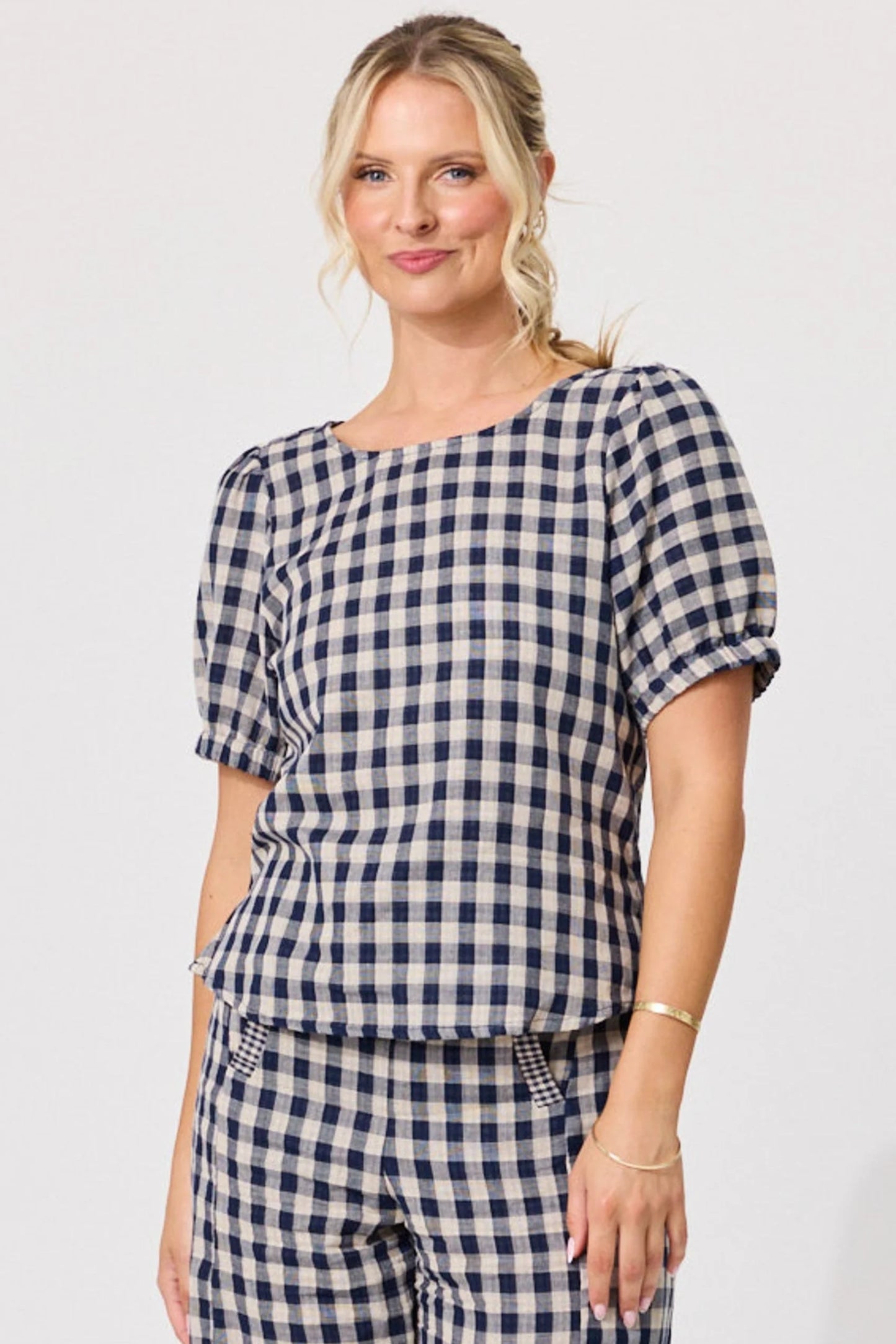 Lydia Top - Navy Gingham