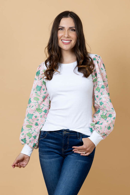 Millie Top White Floral