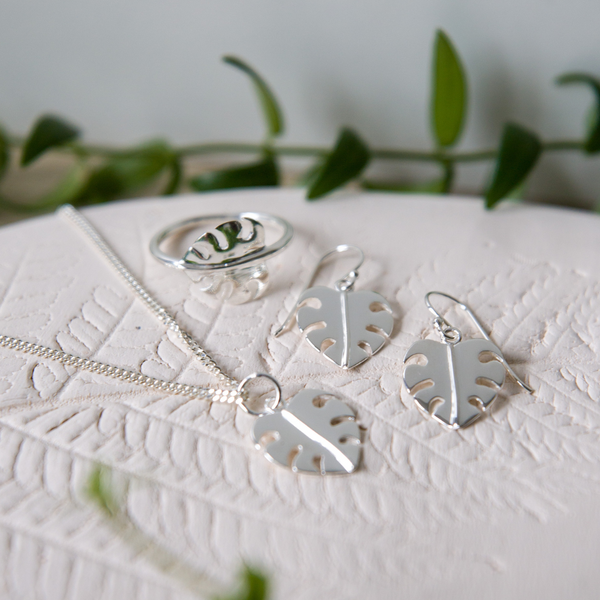 Bijoux Leaf Sterling Silver Hook Earrings