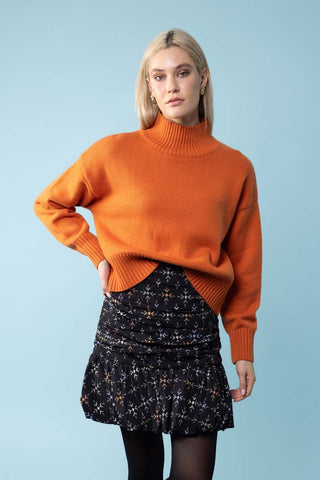 Olivia High Neck Knit Jumper - Orange