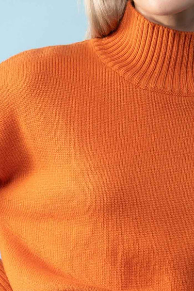 Olivia High Neck Knit Jumper - Orange